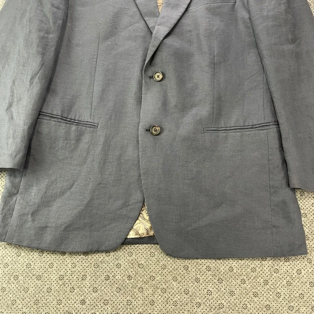 Lauren Ralph Lauren Mens 40S Blue 100% Linen Blazer Paisley Lining Sport Coat